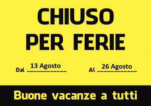 Chiusura Estiva